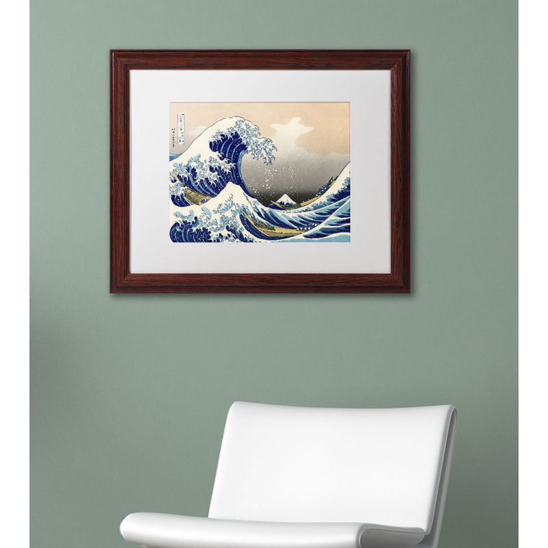 « the great kanagawa wave » par katsushika hokusai, mat, reproduction d’art encadrée, H 11 po x l 14 po x P 0,5 po