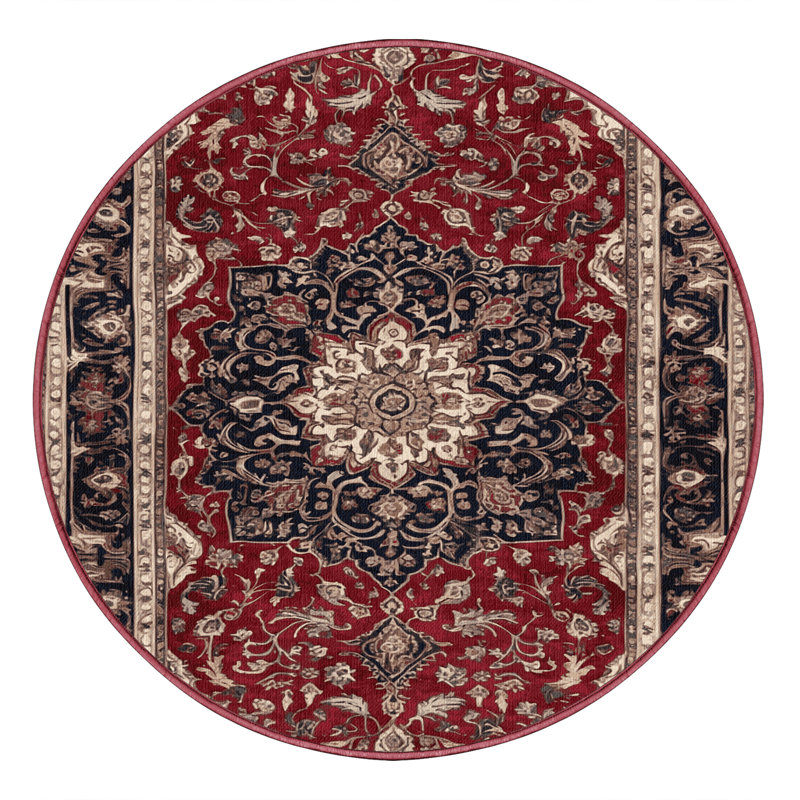 Tapis brun lavable à la machine, Rond 7 pi