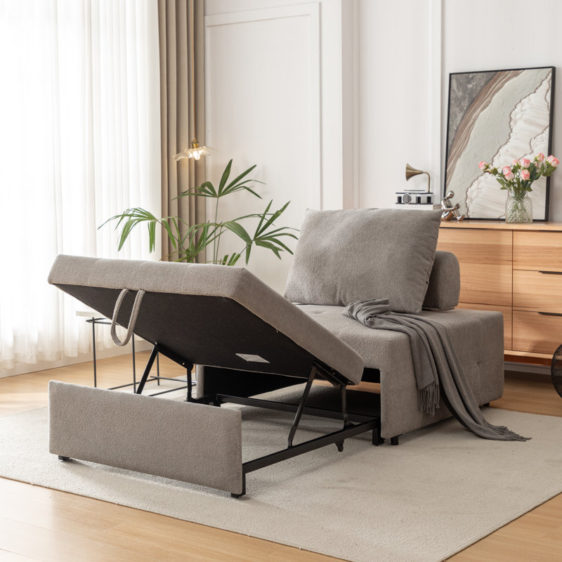 Canapé-lit rembourré convertible de 39 po Marnee, Polyester gris