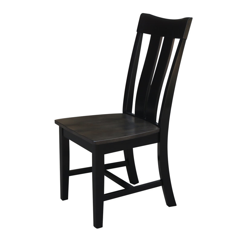  Delisca Solid Wood Side Chair, Coal Black/Washed Black