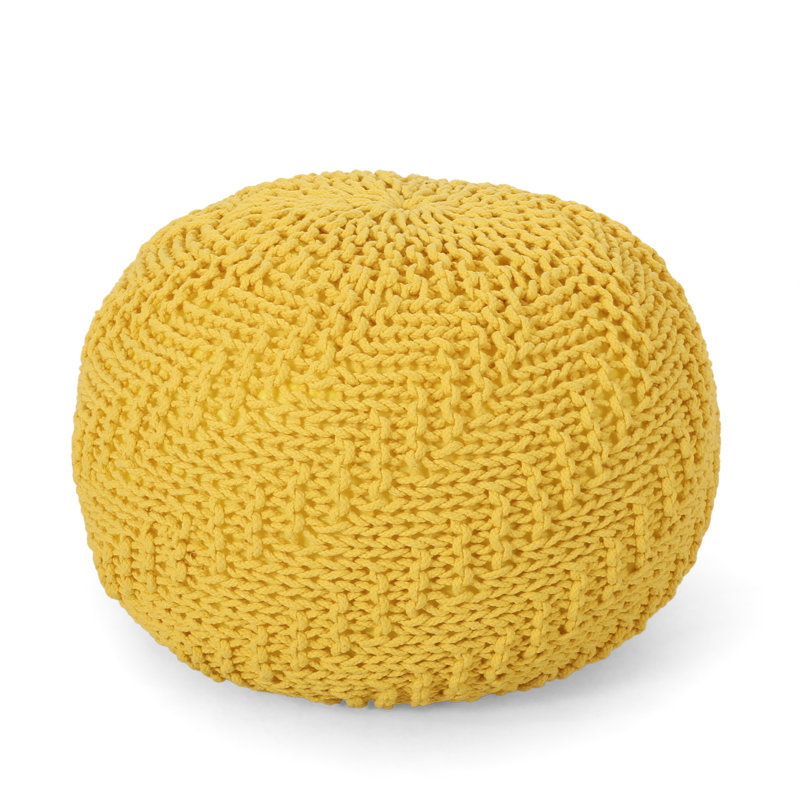 Repose-pieds tricoté en coton jaune avec repose-pieds, capacité de poids de 200 lb, élément décoratif, nettoyage des taches recommandé, bourre de perles, profondeur de 20,58 po, largeur, hauteur de 14,11 po