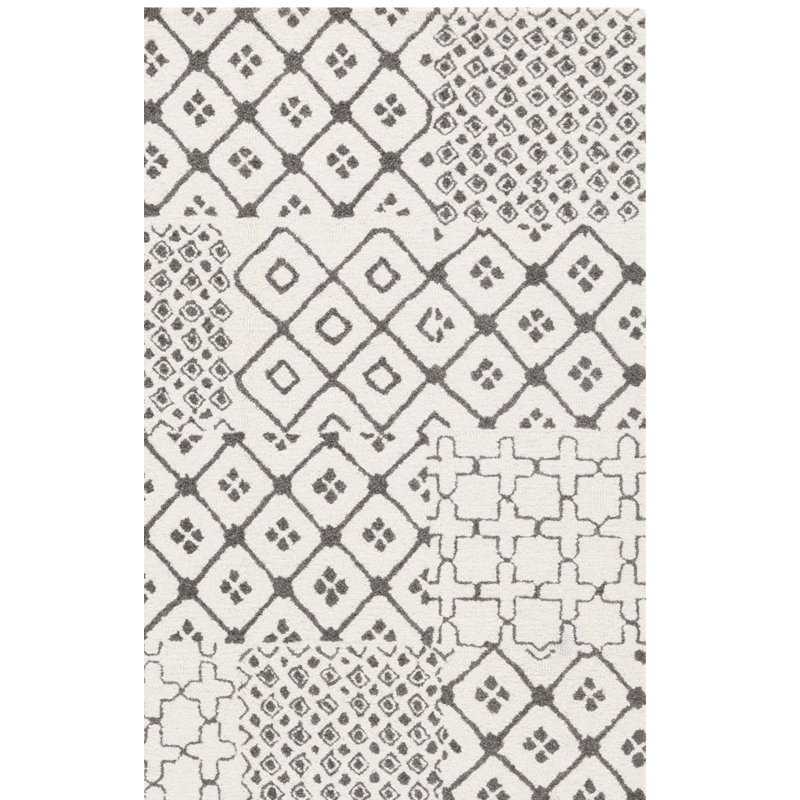 Geometric Hand-Tufted Wool and Cotton Area Rug, Square 6'