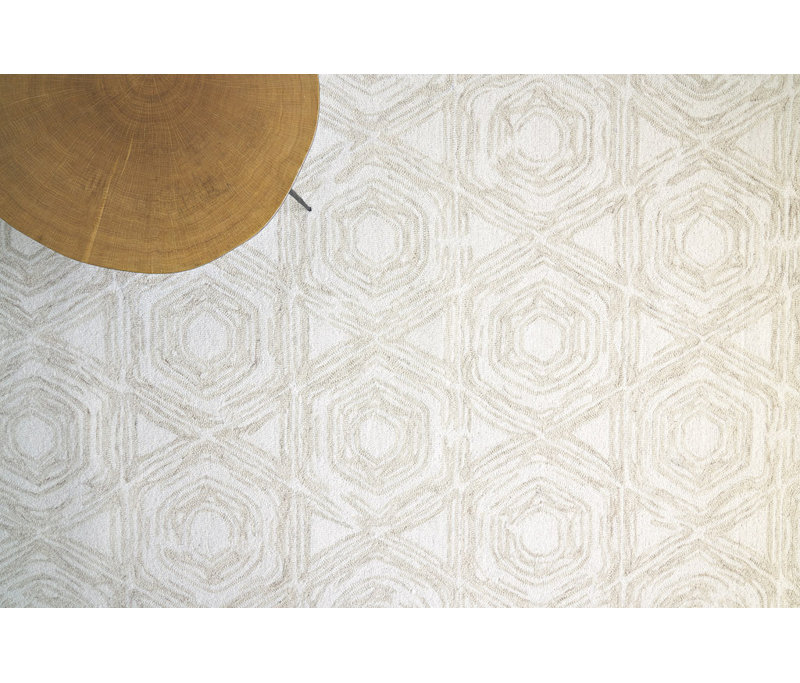 Caprice Wool Geometric Area Rug, Ivory/Dark Blue, Rectangle 6' x 9'