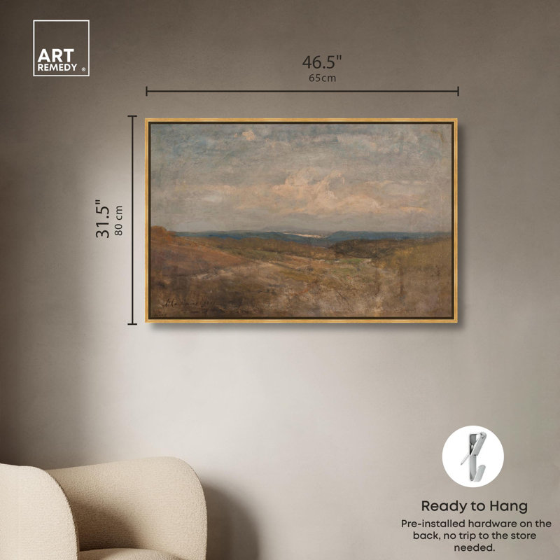 «Hill Hill View View» par Art Remedy, cadre en chêne naturel, 45 x 30, Natural Oak Frame, H 31 po x l 46 po x P 1,2 po