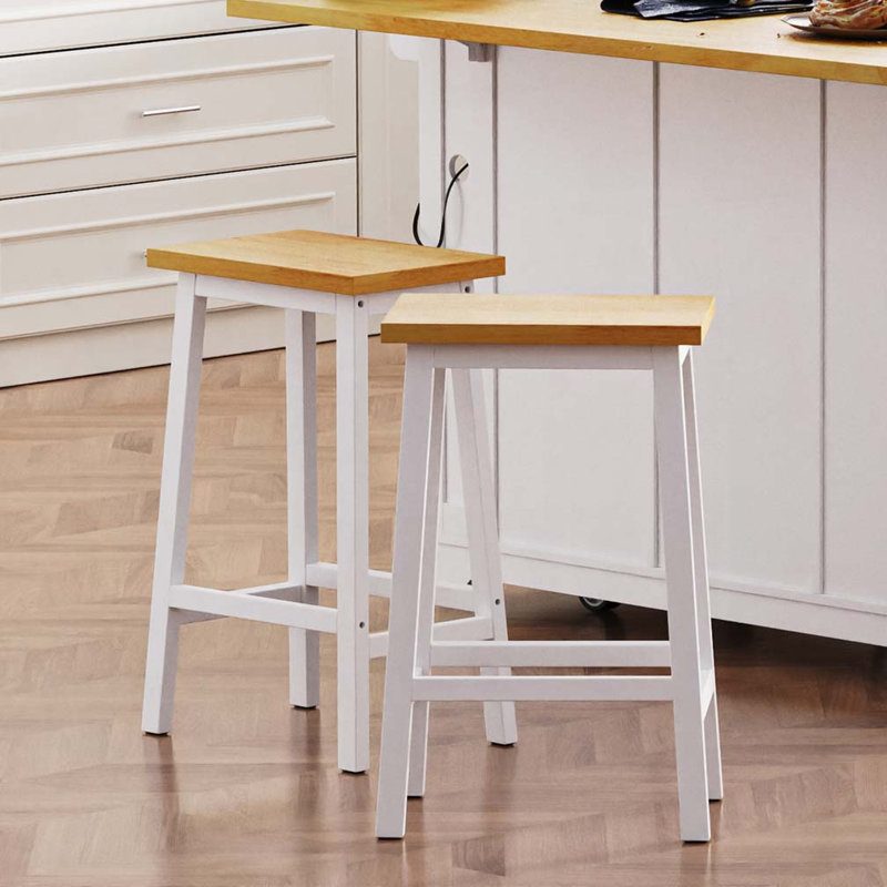 Solid Wood Bar Stools, White