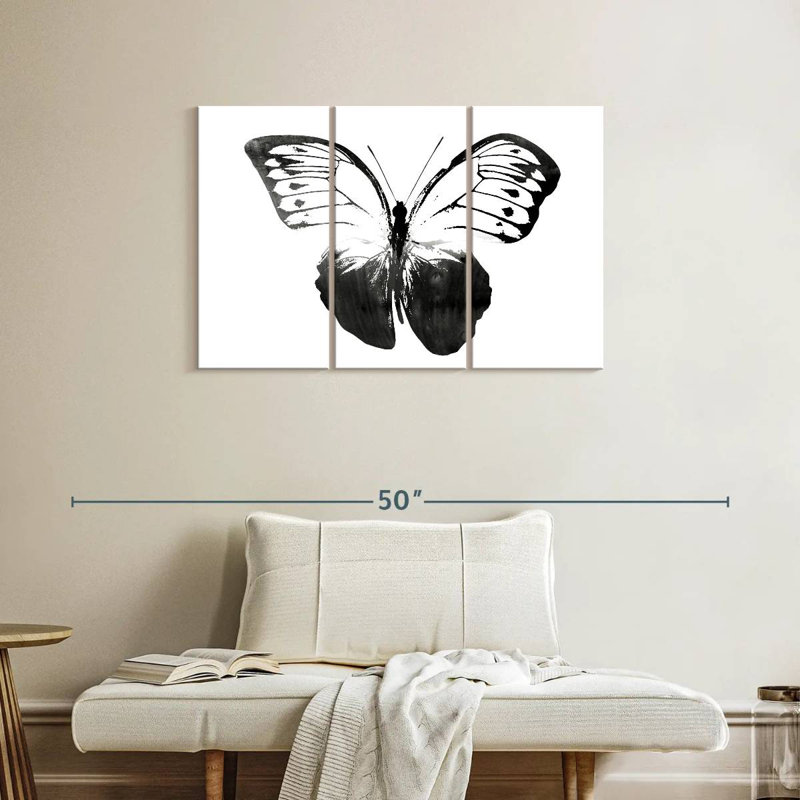 Papillon noir et blanc, H 24 po x l 38 po