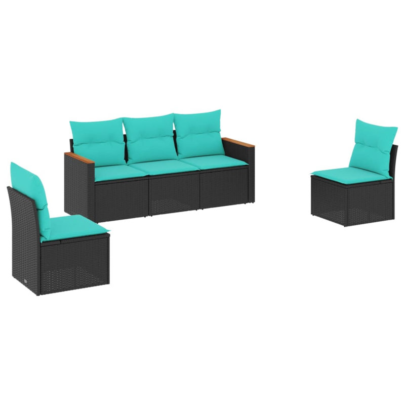 Patio Sofa Set Black Poly Rattan Large Modular Outdoor Patio Sofa Set