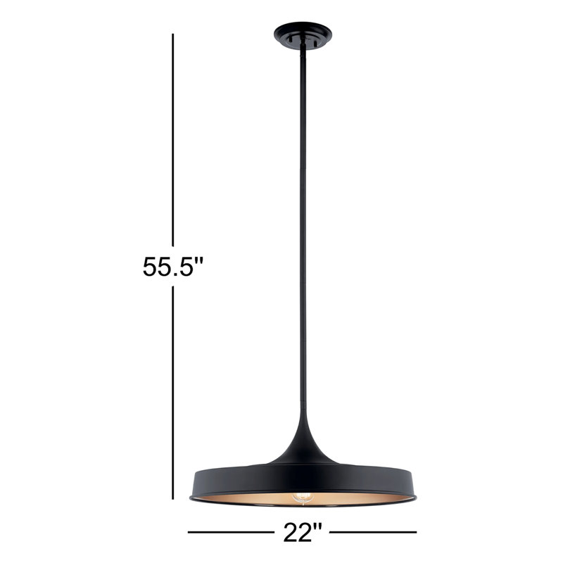 Luminaire suspendu cylindrique à 1 lumière Cathelyne, Noir