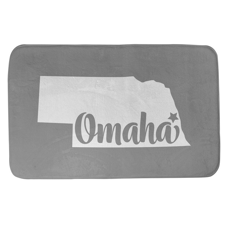 Tapis rectangulaire antidérapant pour salle de bain, L 17 po x L 21 po, Gris, Omaha Nebraska