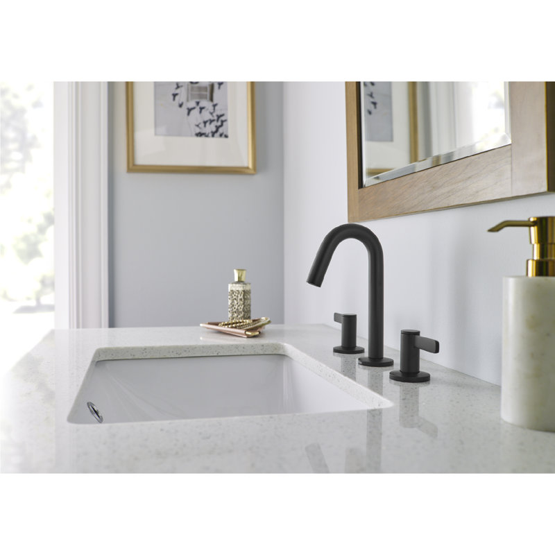 Amalfi Widespread Bathroom Faucet with Drain Assembly, Satin Black