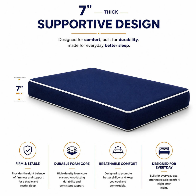 Water Resistance Nylon Vinyl Dual Sided Medium Firm Mattress, Noiseless, Soft Cloud Feeling, Twin XL, 7"