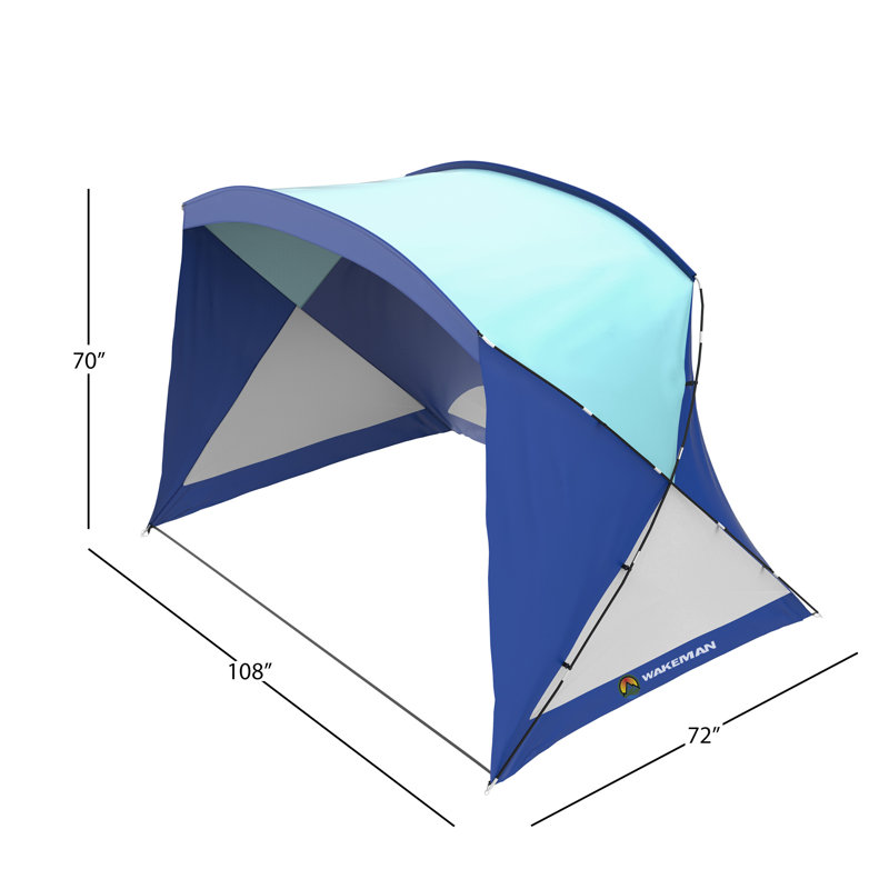 Wakeman  70" (H) x 108" (W) x 72" (D) - Beach Tent Sun Shelter with Carry Bag, Outdoor Tent Shade, Blue, Blue
