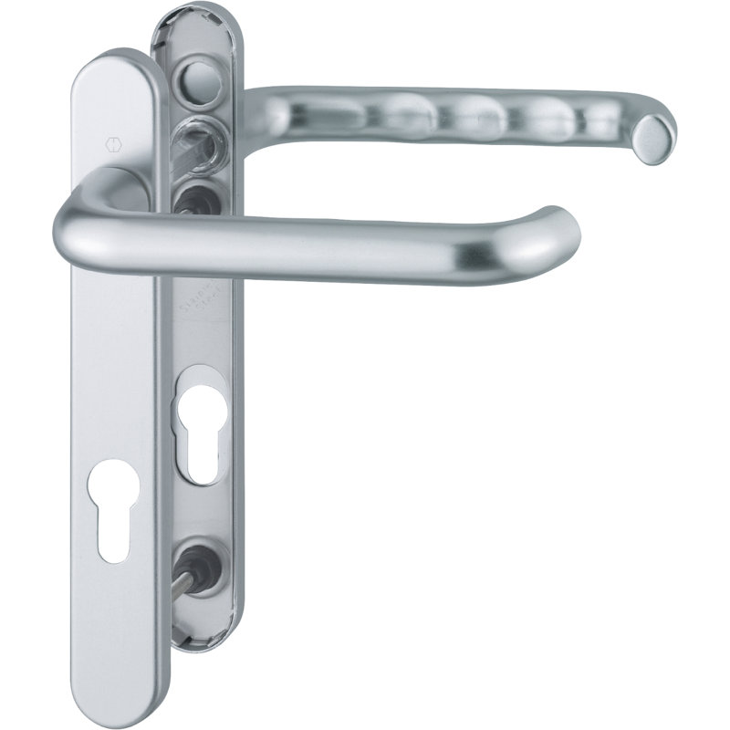 Keyed Right Hand Door Handle, Aluminium Silver