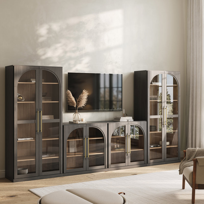 Ensemble de meuble télé 4 pièces Jagger Series 1A2I, ébène, Ébène