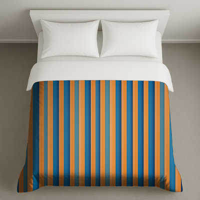 Housses de couette à rayures orange et bleues