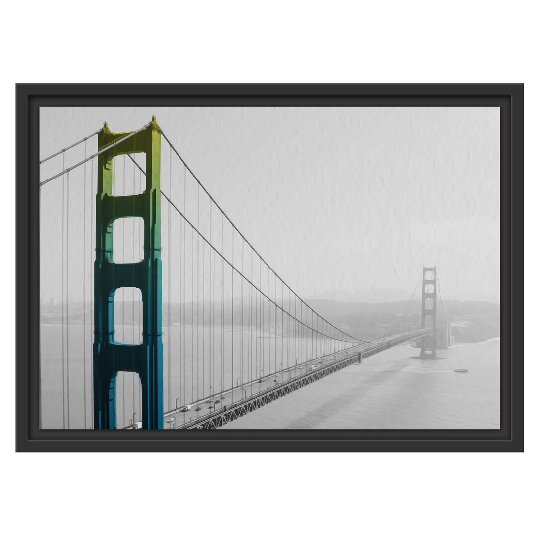 Gerahmtes Wandbild Golden Gate Bridge Regenbogen