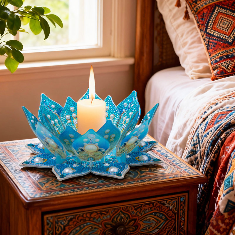 Ensemble de porte-bougie en cristal DIY DIY, Bleu