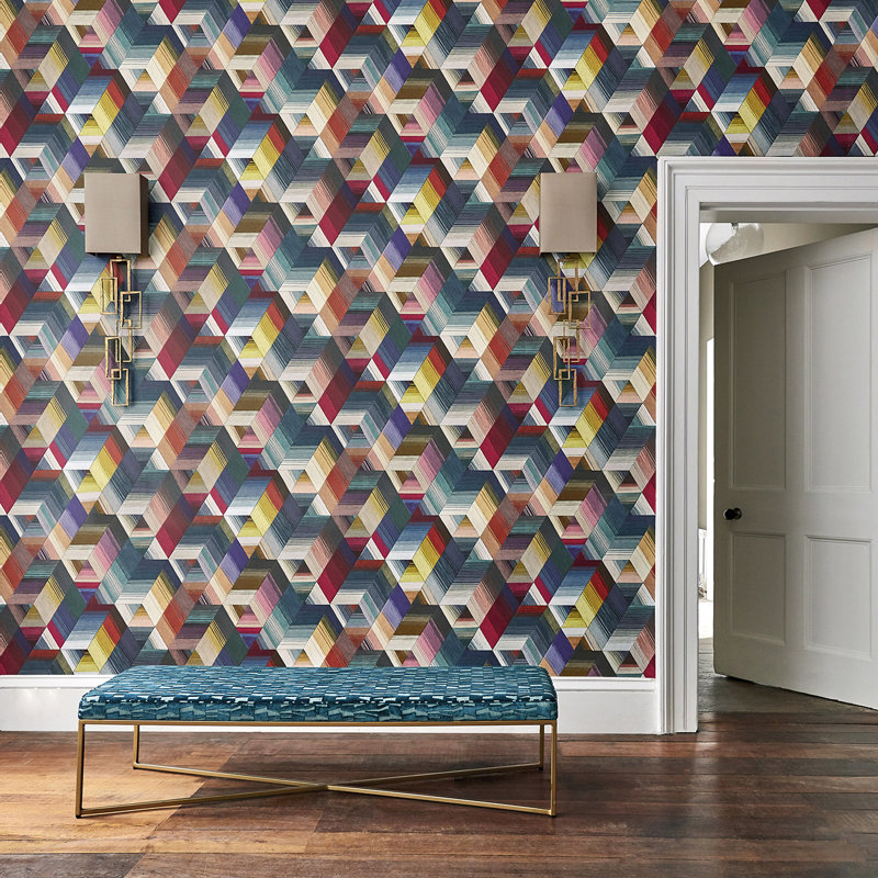 Arccos Wallpaper, Cerise/Neptune/Teal