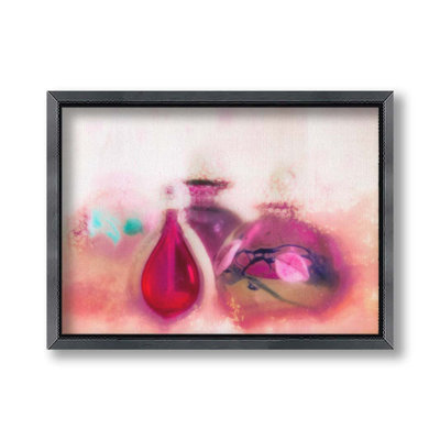 Her Perfume Bottles by Hal Halli. Paper Print - Mounted & Framed