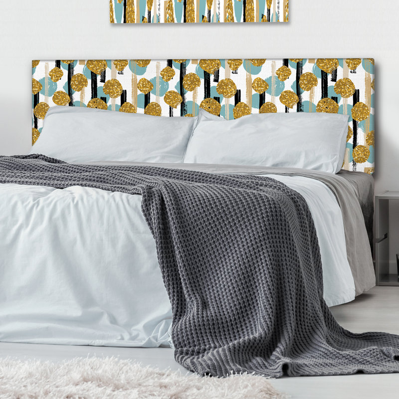 Balliol Upholstered Headboard, Queen, Gold/Black/Blue