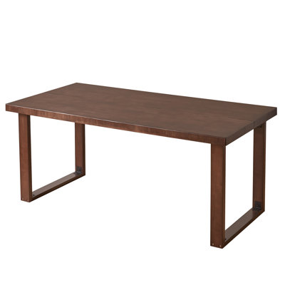 Solid Wood Dining Table, Mid‑Century Modern Rectangular Solid Wood Kitchen Table, Dark Walnut Solid Wood Table for Dining Room Home Office