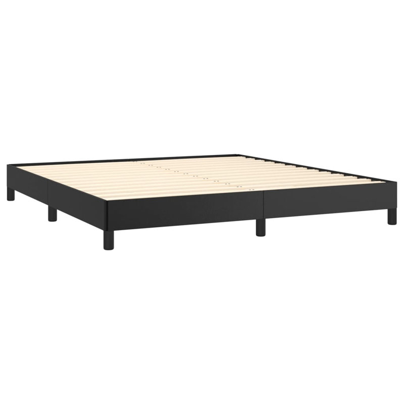 Strath vidaXL Bed Frame, Faux Leather Upholstered Platform Bed Frame, No Mattress, Black, Queen