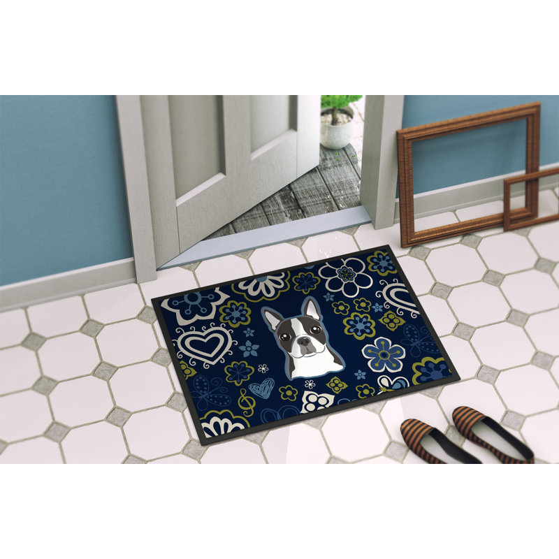 Tapis d'extérieur antidérapant Toluca, Boston-terrier, L 18 po x L 27 po