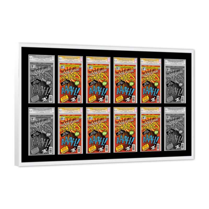 Wood Picture Frame with Mat, 8.125" x 13", Black/White