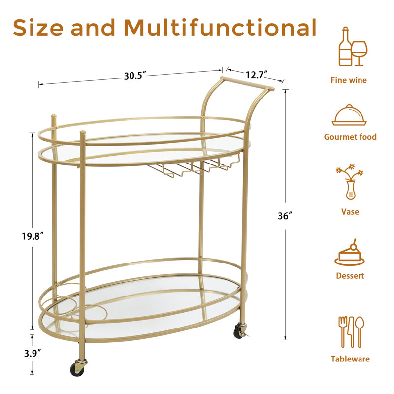 Westborough Metal Bar Cart, Gold