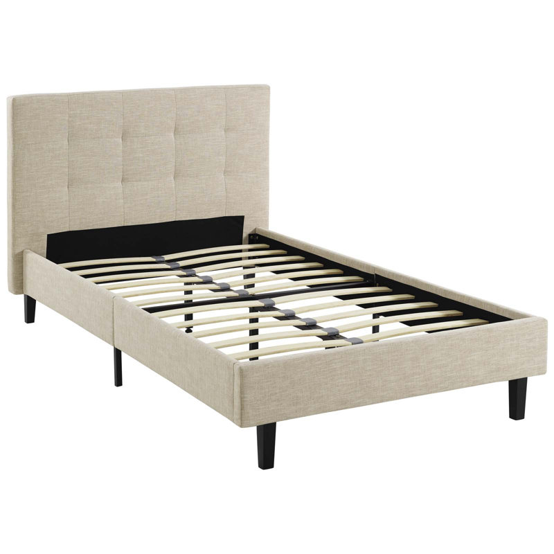 Lit en tissu Linnea, Beige, Simple