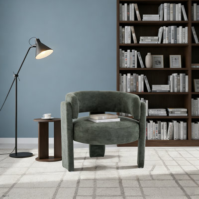 Chaise avec accoudoirs rembourrée en tissu moderne à dossier ouvert pour le salon et la chambre à coucher