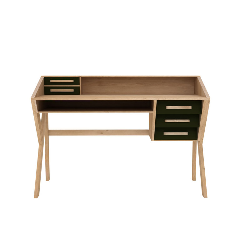 Origami Solid Wood Secretary Desk, Black