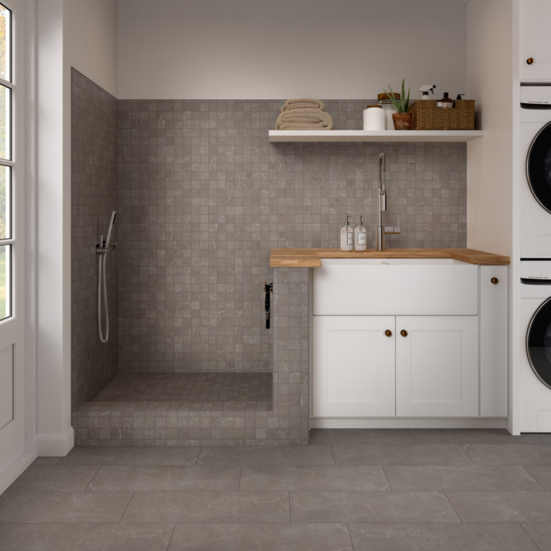 Sterlina II 12" x 12" Porcelain Solid Decorative Tile, Ivory