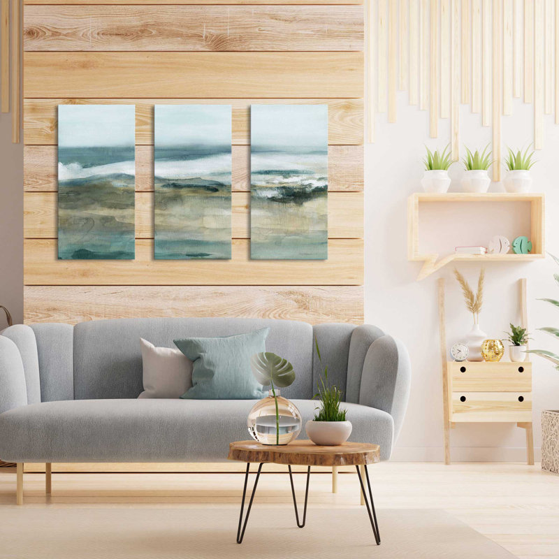 Moody Seas I par Carol Robinson - peinture sur toile tendue 3 pièces