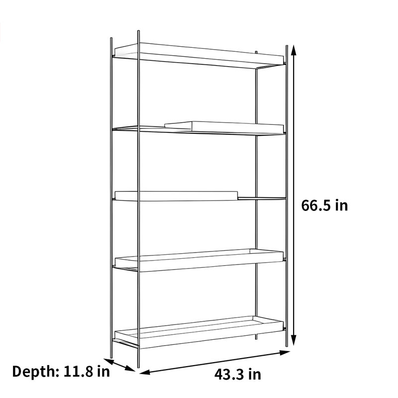 Une bibliothèque pratique pour le rangement, (5 tablettes) H 66,5 po x l 43,3 po x P 11,8 po