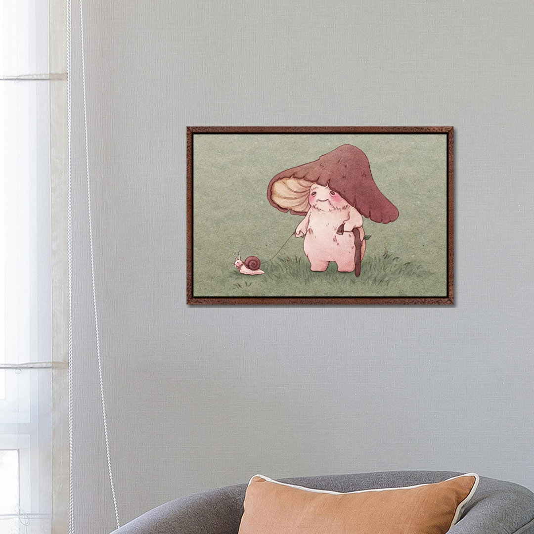 Elderly Mushroom Walking Pet Snail von Fairydrop Art - Gallery-Wrapped Canvas Giclée on Canvas