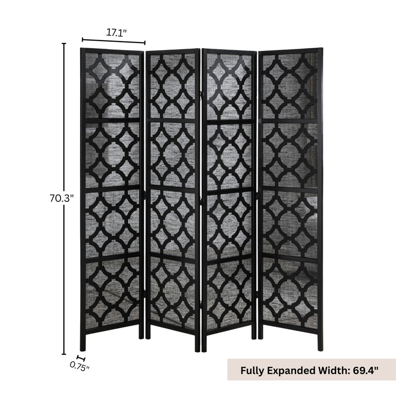 Quarterfoil infused Diamond Design 4-Panel Room Divider