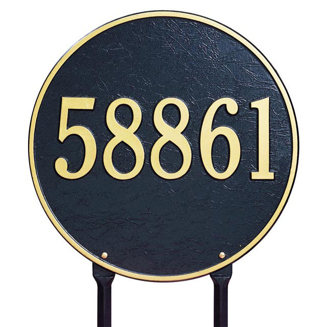 Plaque d'adresse sur 1 ligne, Noir et or, Oui