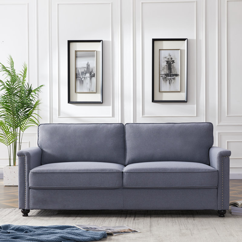Causeuse à accoudoirs évasés 55,9 po Lightle, Mélange de lin gris