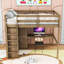 Lit mezzanine double en bois Kernie avec garde-robe intégré, bureau, tablettes et tiroirs-1666141188