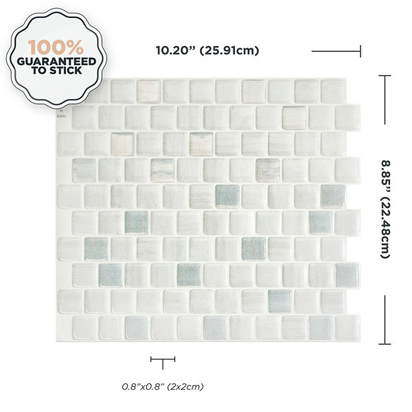 SMART TILES Peel and Stick Backsplash - 4 Sheets of 10.20 x 9.00 - 3D  Adhesive Peel and Stick Tile Backsplash for Kitchen, Bathroom, Wall Tile 