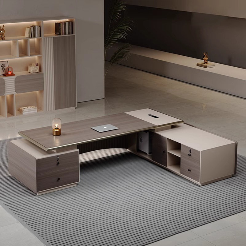 Bureau en bois manufacturé brun en L 102,36 po, H 29,53 po x l 102,36 po x P 70,87 po