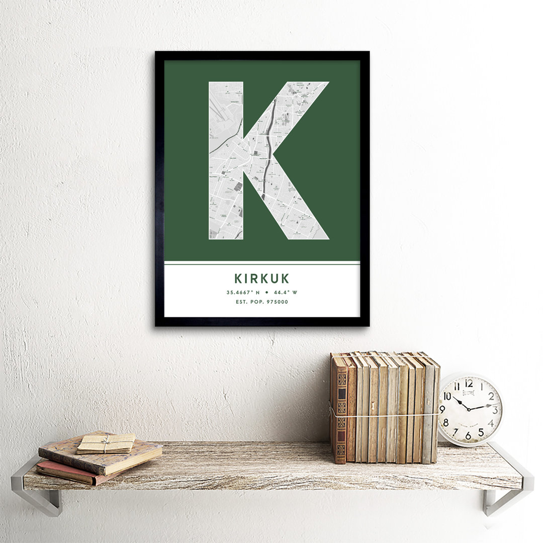 Kirkuk Iraq City Map - Single Picture Frame Typography