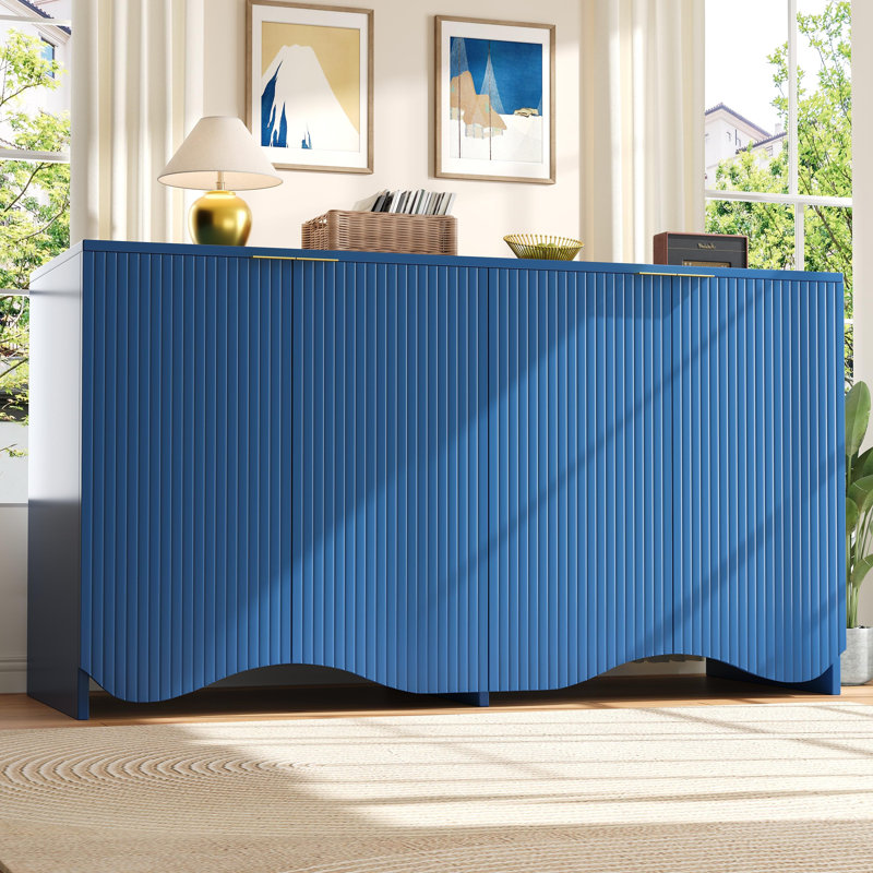 Sideboard With 4 Doors 140×40×85Cm, Blue