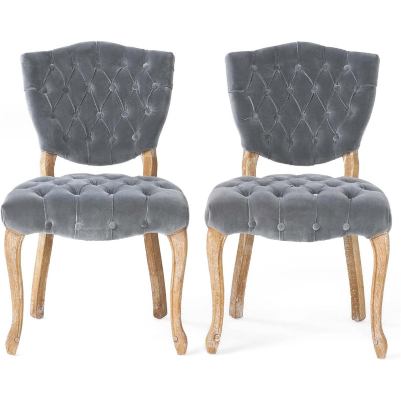 Richard Tufted Upholstered Parsons Chair, Gray Velvet Incorrect