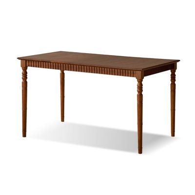 Nut-Brown Rectangular Solid Wood Dining Table by Canora Grey