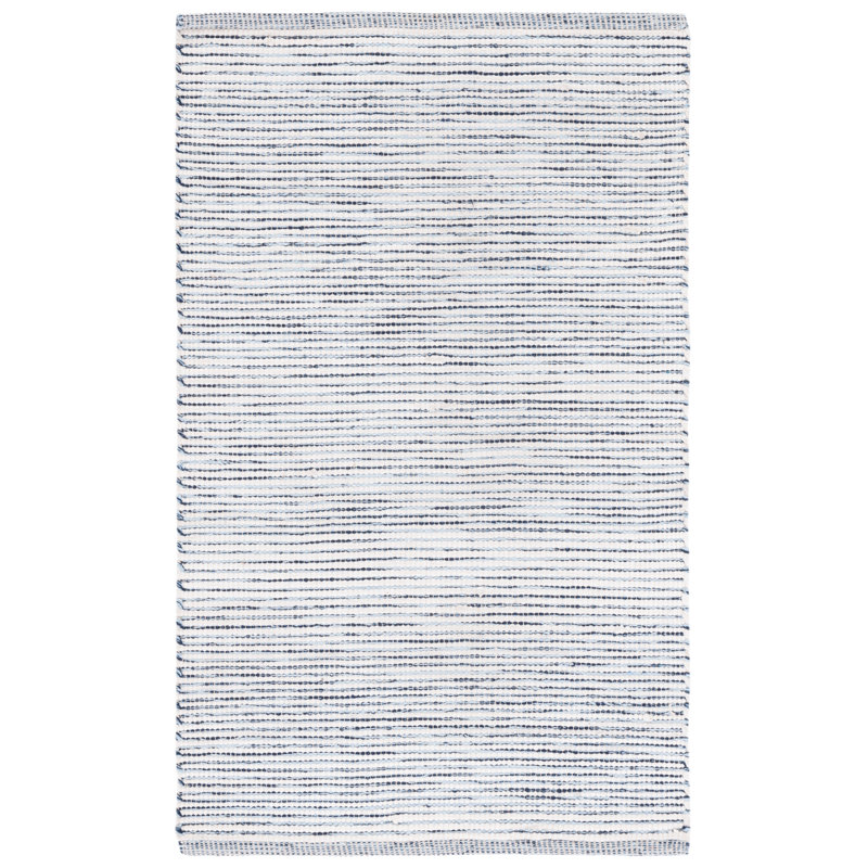 Westberry Handmade Flatweave Cotton Area Rug in Navy / Ivory, Rectangle 8' x 10'