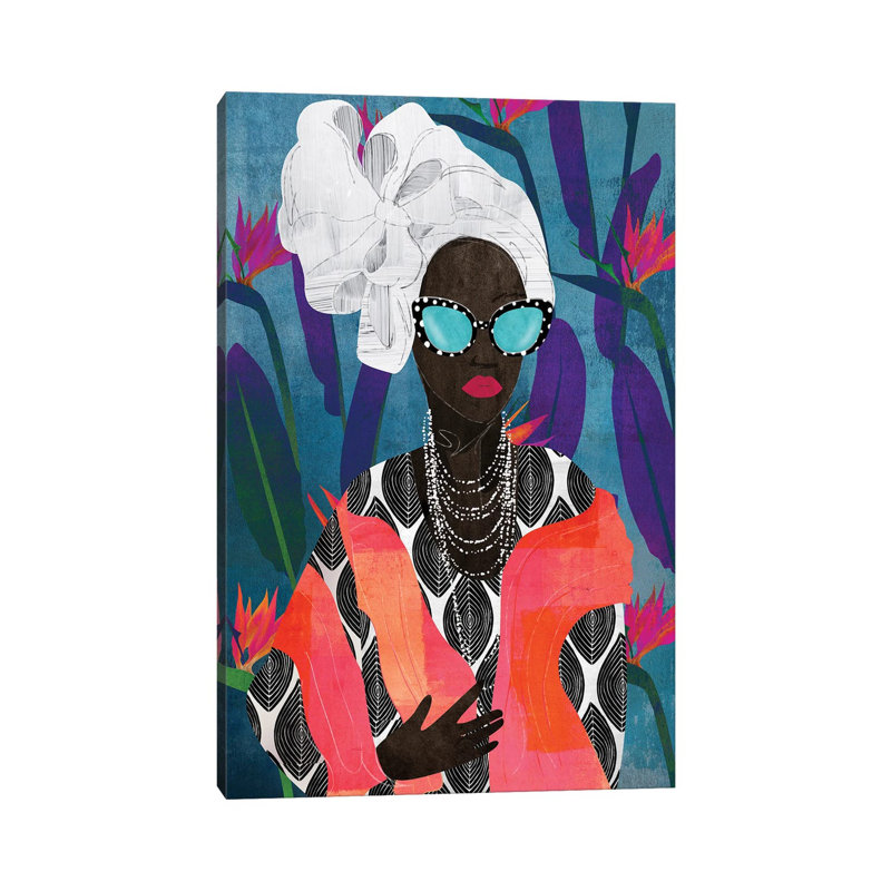 «Modern Turban Woman V» par Nikki Chu - reproduction, Toile tendue, H 12 po x l 8 po x P 0,75 po