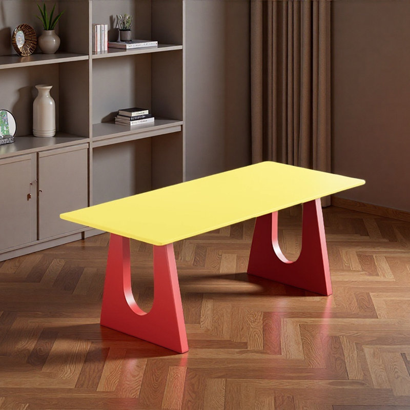 Unique And Bright-colored Rectangular Writing Desk, 29.52" H x 78.74" W x 35.43" D, Yellow