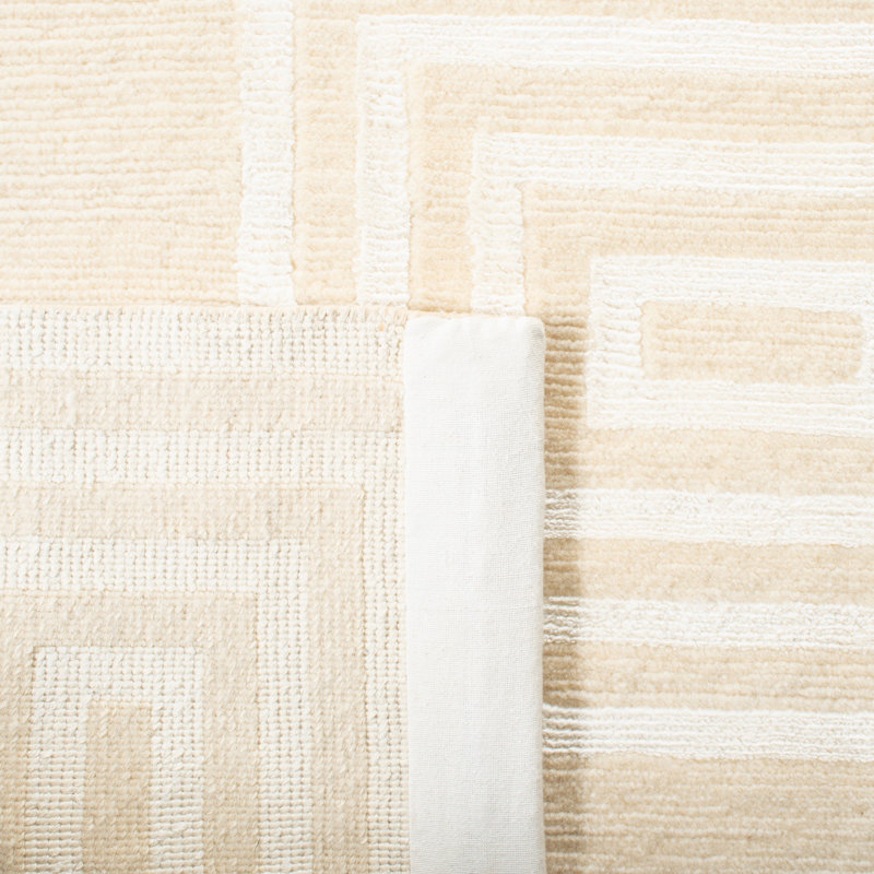Ralph Lauren Alistair Tiles Hand Knotted, 72% Wool And 28% Viscose, Champagne Area Rug, Rectangle 10' x 14'